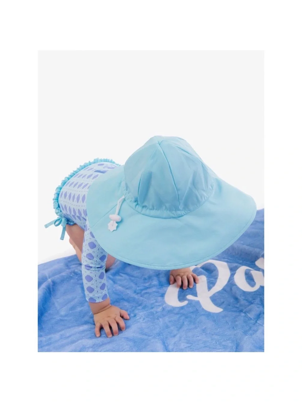 Rugged Butts Light Blue Kids Sun Hat with Chin Ties